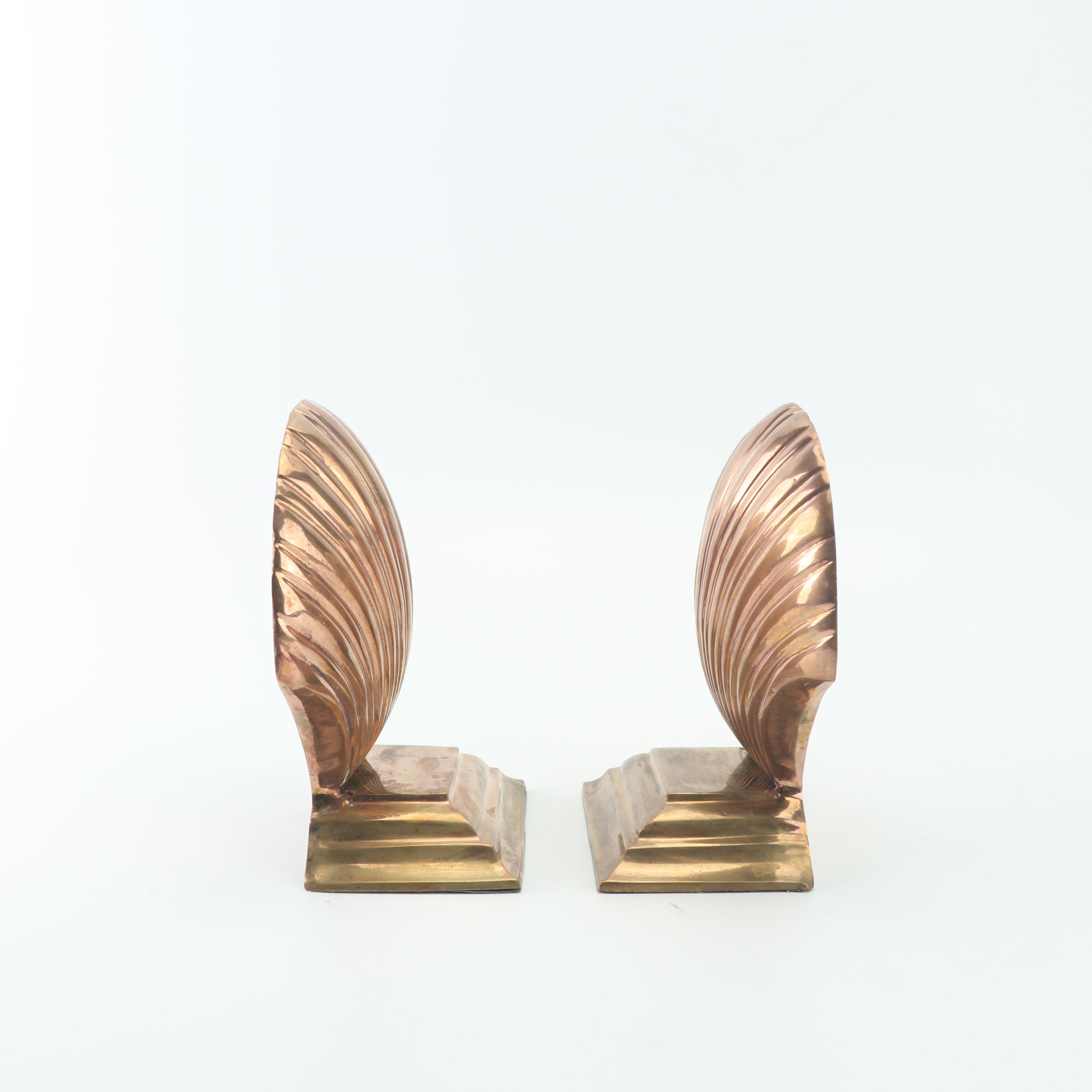 Vintage Brass Seashell Bookends