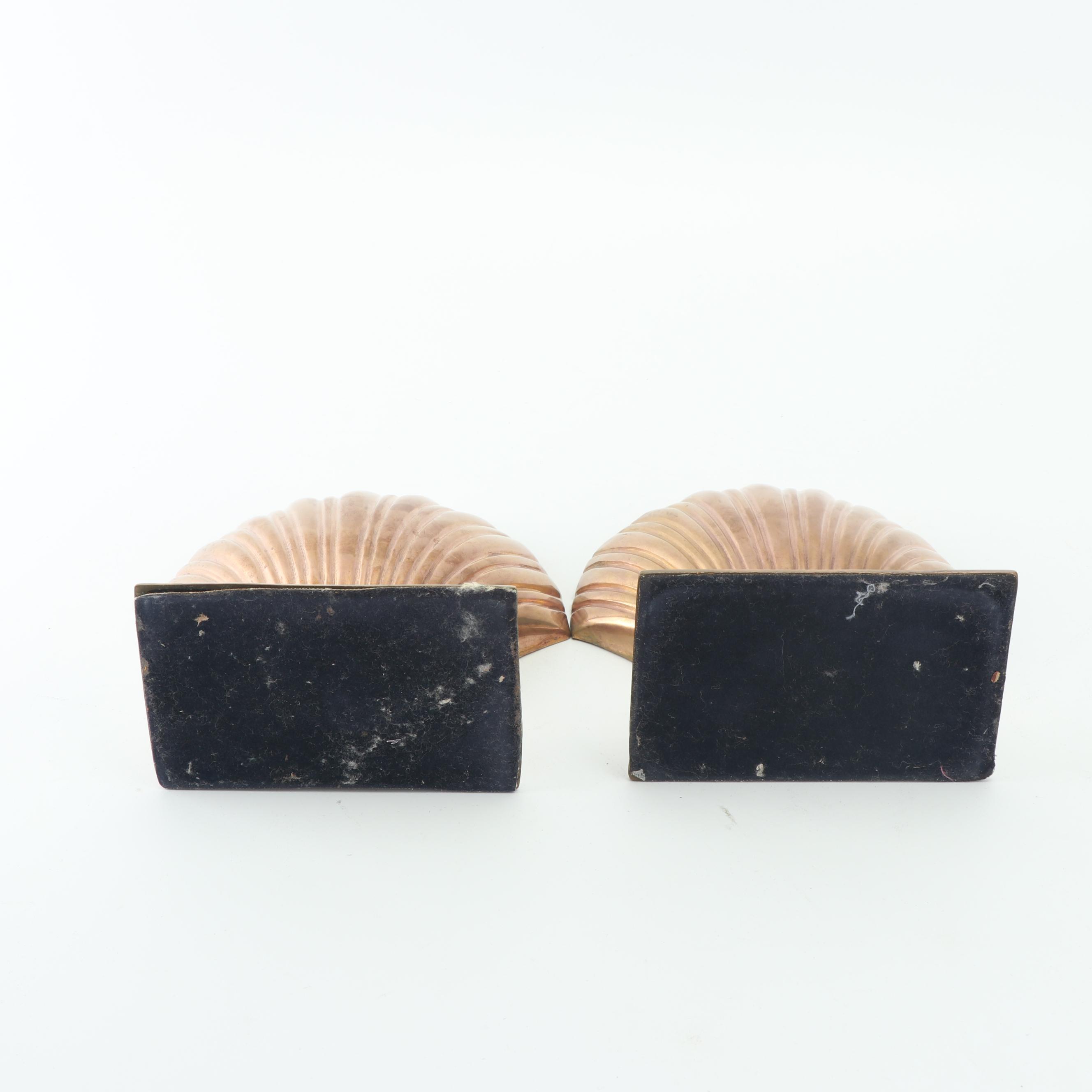 Vintage Brass Seashell Bookends