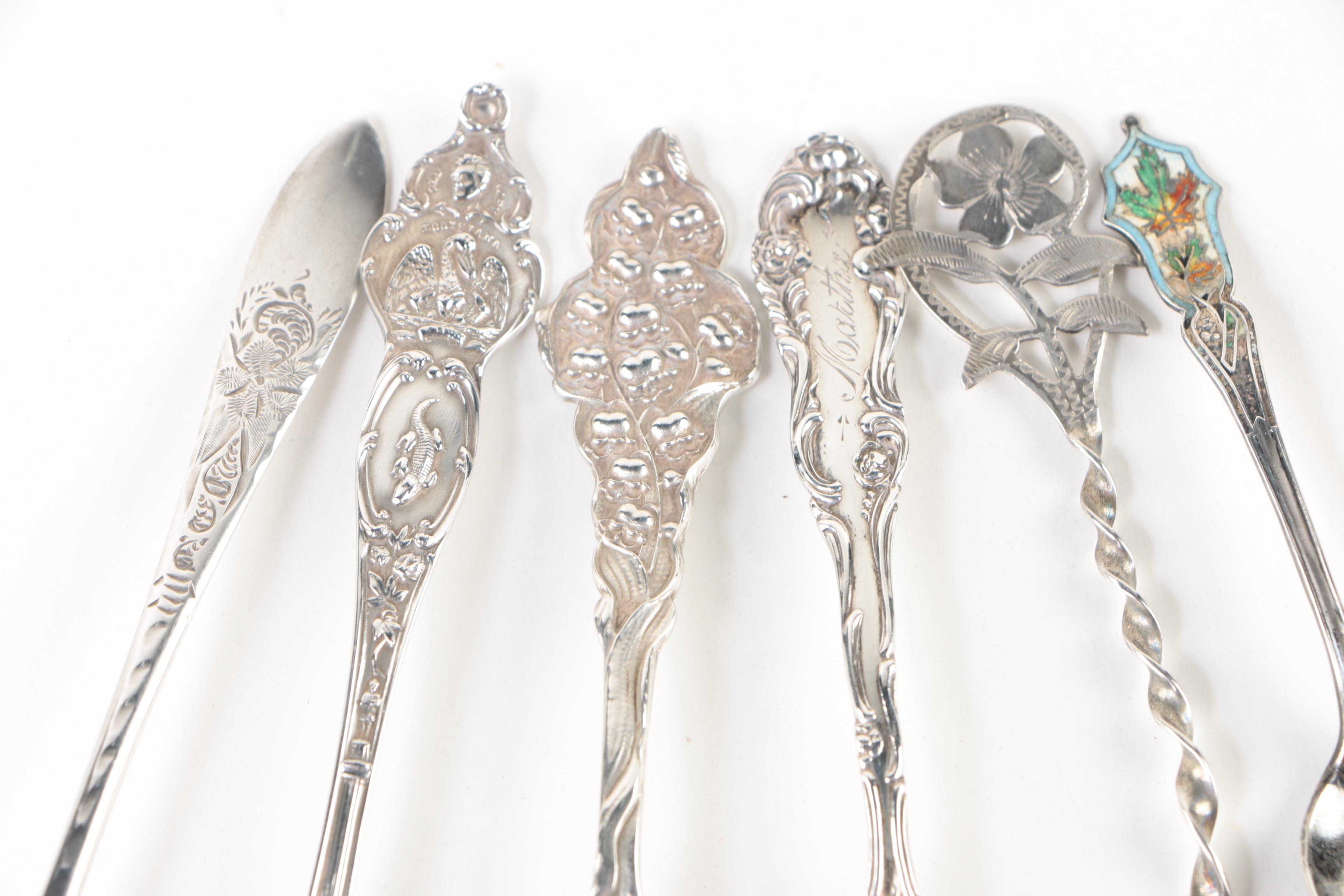 Magnus Aase 830 Silver Spoons with Sterling Demitasse and Souvenir Spoons