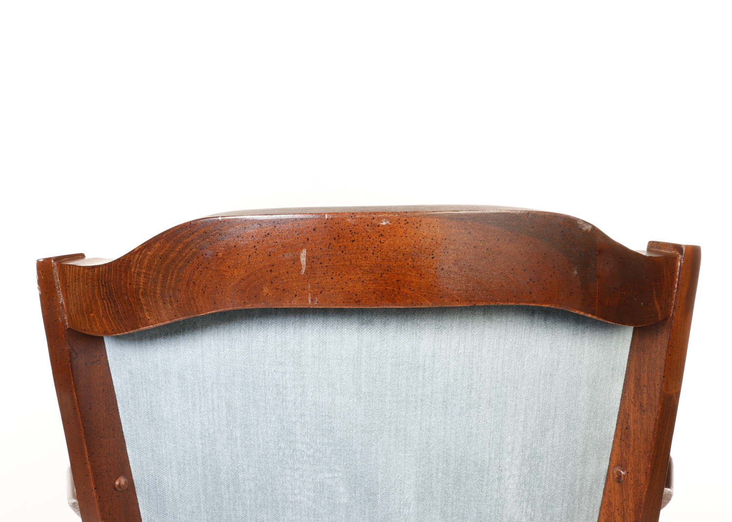 Mid-Century Blue Upholstered and Cane Panel Armchair by D R Kincaid