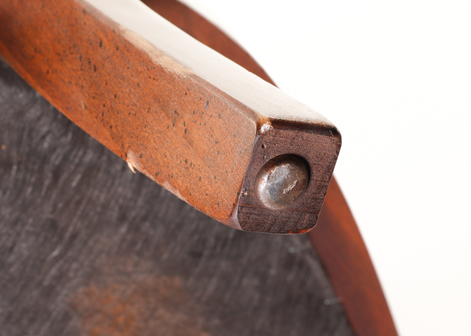 Mid-Century Blue Upholstered and Cane Panel Armchair by D R Kincaid