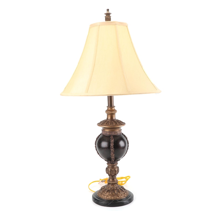Black Sphere and Bronze Accents Resin Table Lamp