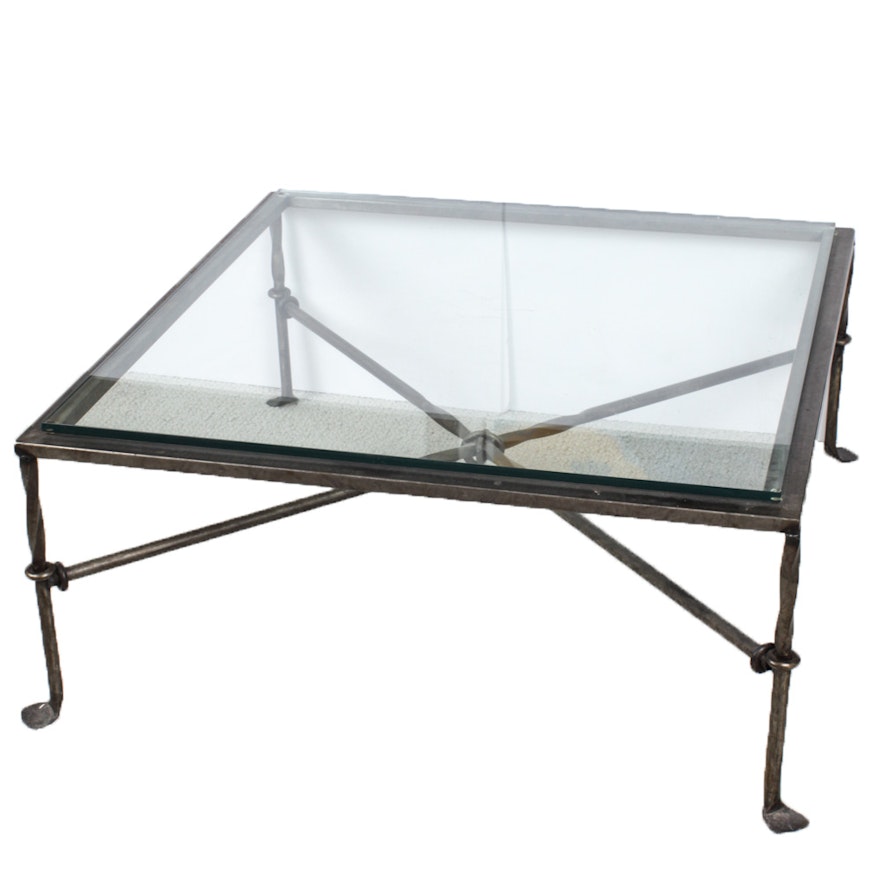 Contemporary Glass Top Metal Frame Coffee Table