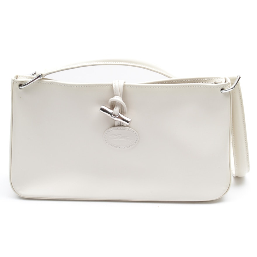 Longchamp White Leather Shoulder Bag