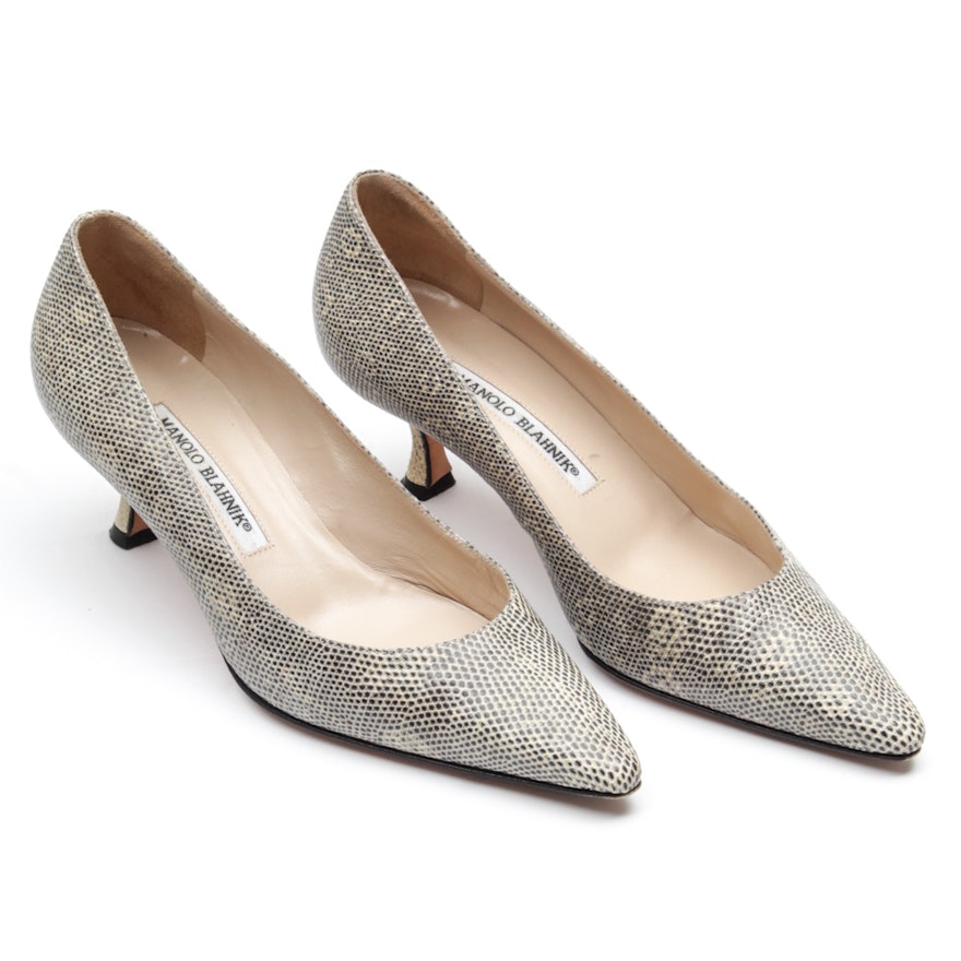 Manolo Blahnik Lizard Leather Pumps