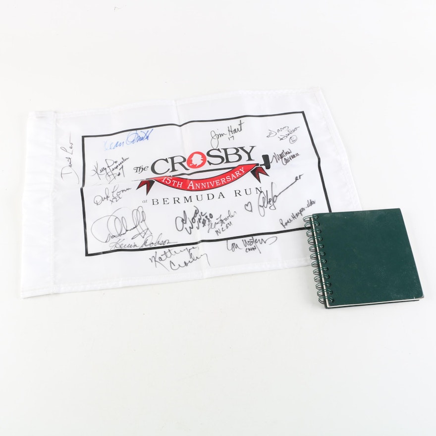 Multi-Signed "The Crosby" Tournament Flag with Celebrity Autograph Book