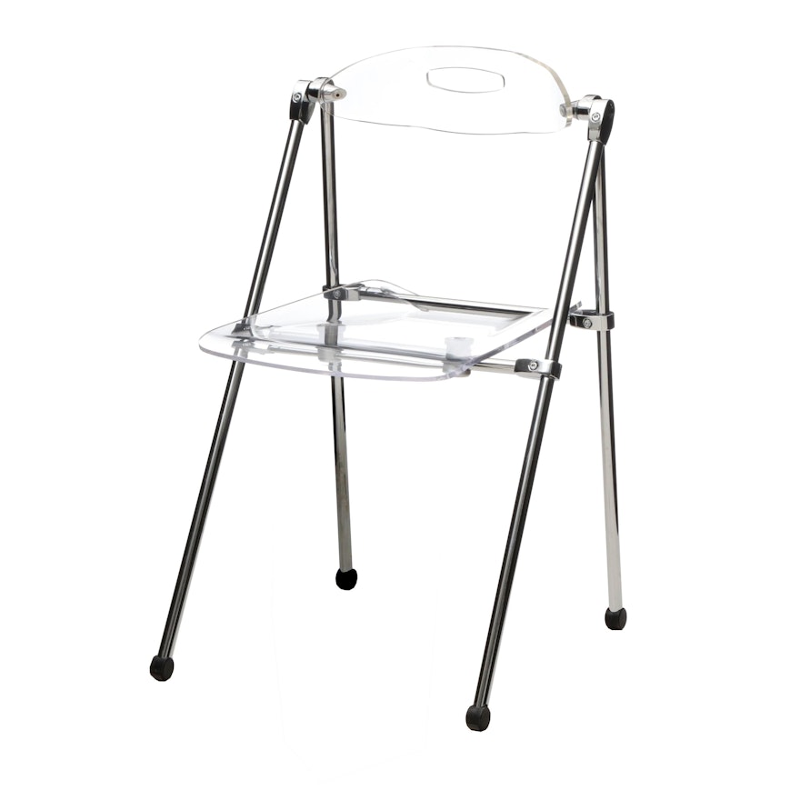 Acrylic and Chrome Folding Chair