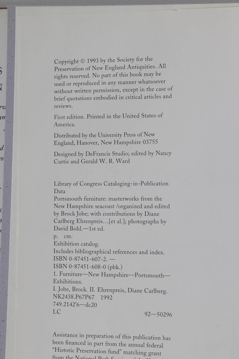 1993 Signed "Portsmouth Furniture" by Brock Jobe and Other Books