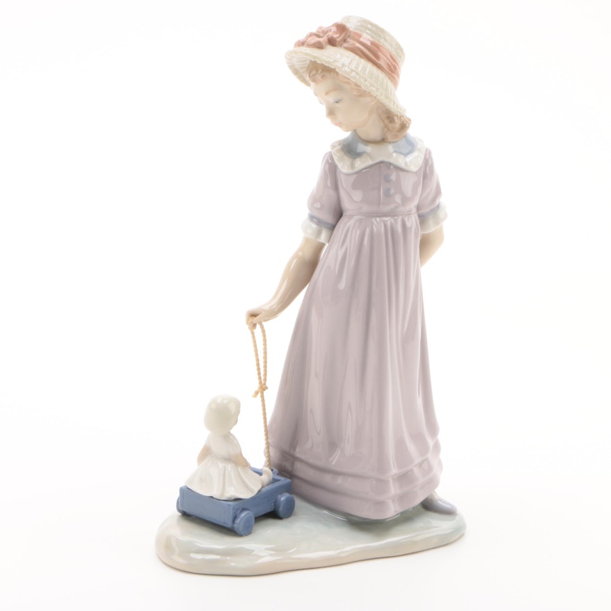 Lladró "Pulling Dolls Carriage" Porcelain Figurine