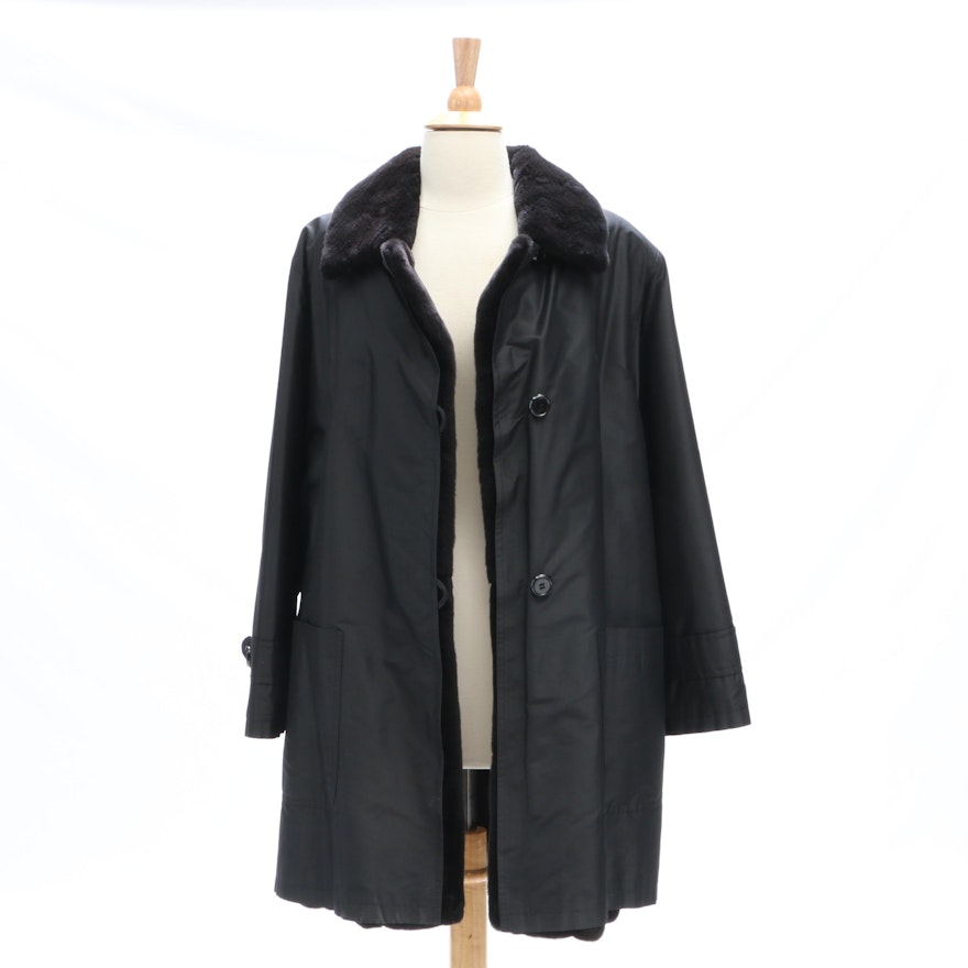 Black Jacket with Removable Sheared Beaver Lining