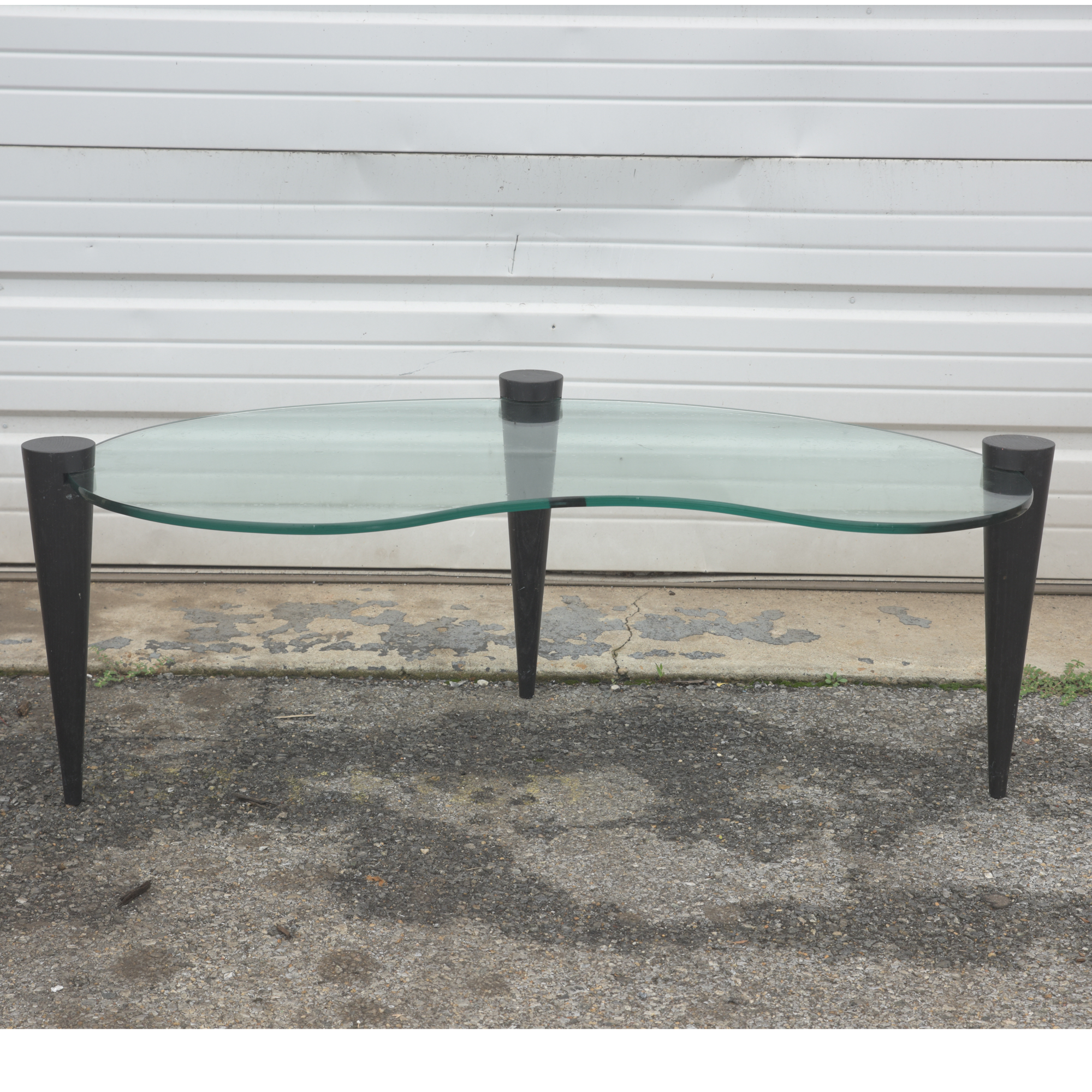 Kidney Bean Shaped Glass Coffee Table