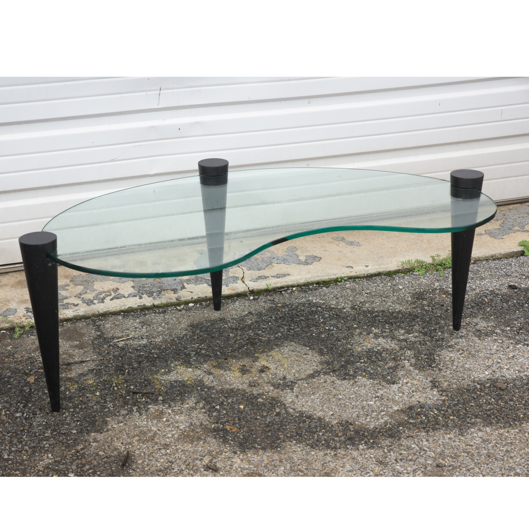 Kidney Bean Shaped Glass Coffee Table