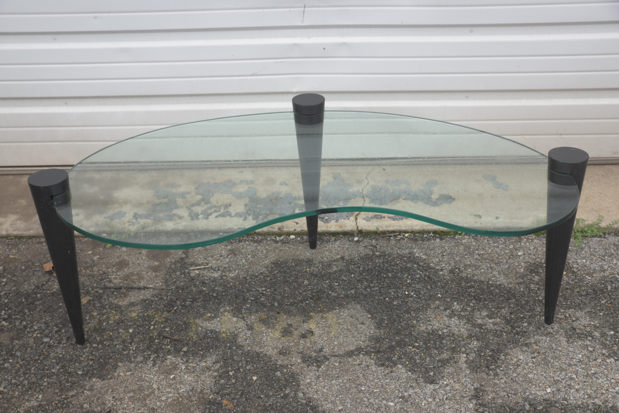 Kidney Bean Shaped Glass Coffee Table