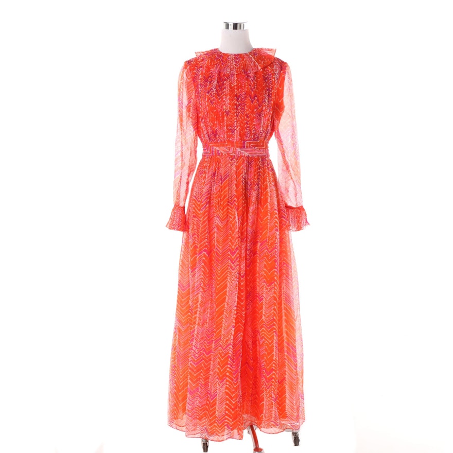 Women's Vintage Mollie Parnis of New York Boutique Maxi Dress