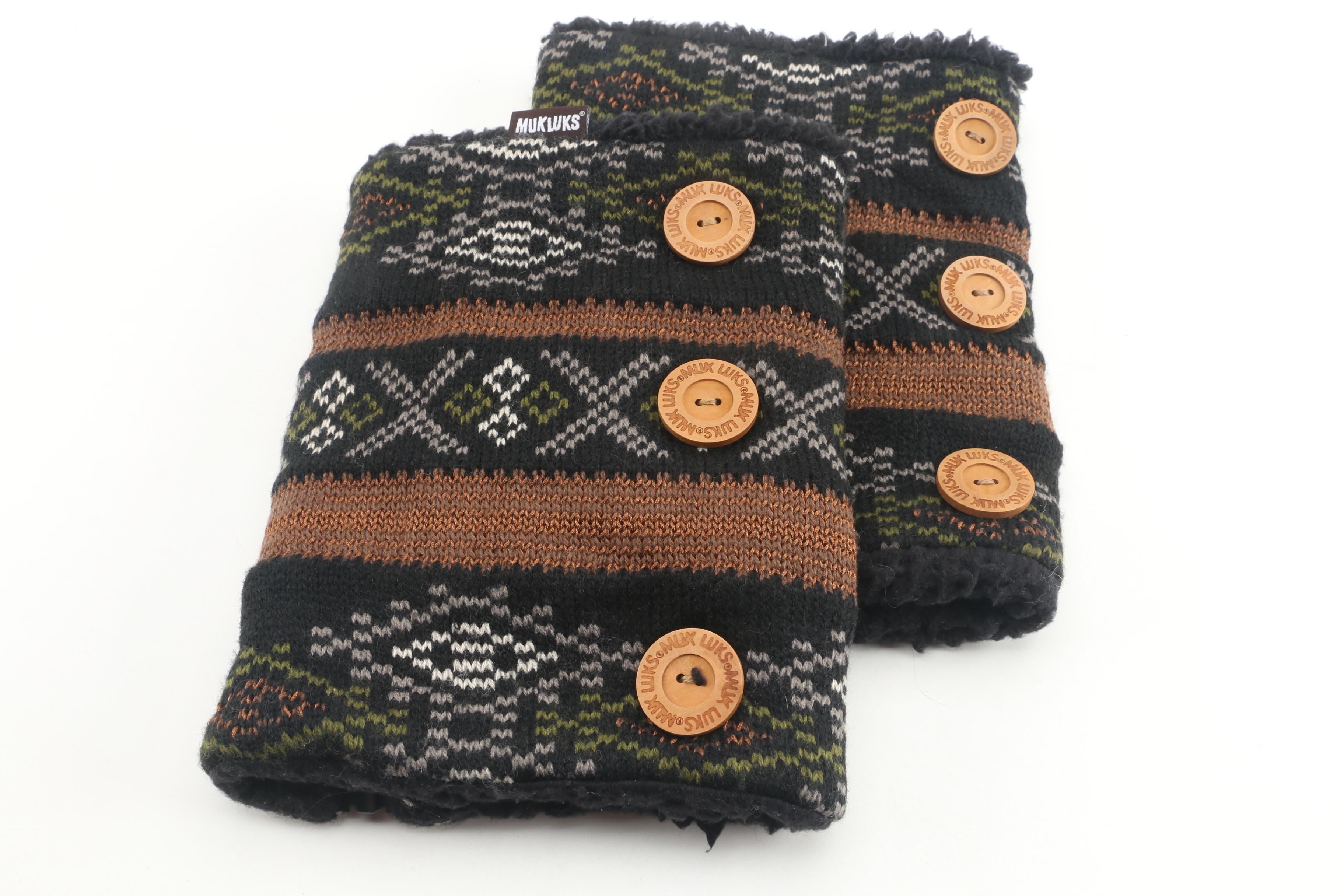 Merrell Jungle Mocs with Muk Luk Boot Covers and Knit Wool Mittens