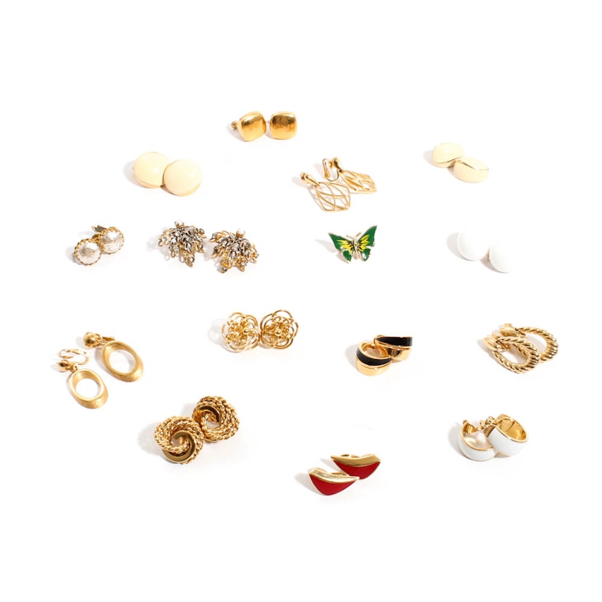 Gold Tone Costume Jewelry Earring Collection