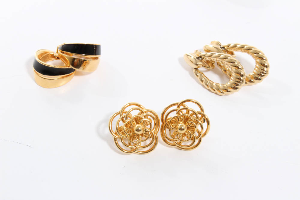 Gold Tone Costume Jewelry Earring Collection