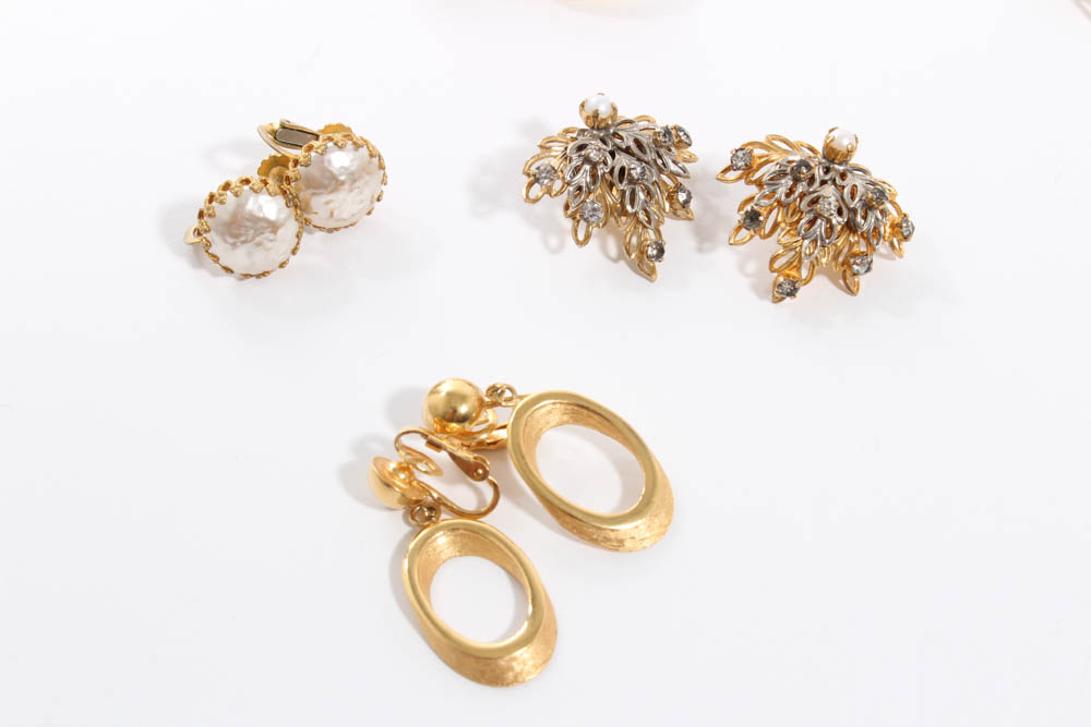 Gold Tone Costume Jewelry Earring Collection