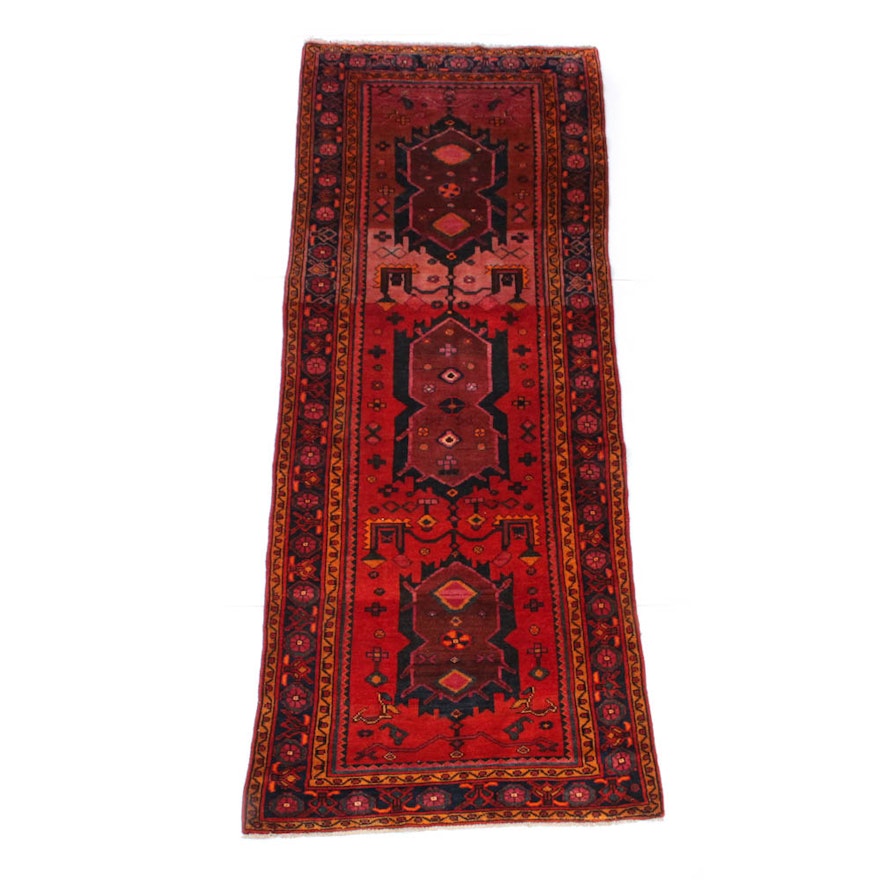 Vintage Hand-Knotted Persian Heriz Carpet Runner