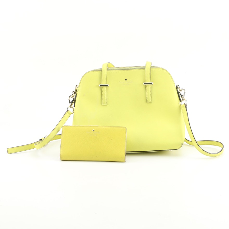 Kate Spade New York Cedar Street Maise Yellow Leather Satchel and Wallet