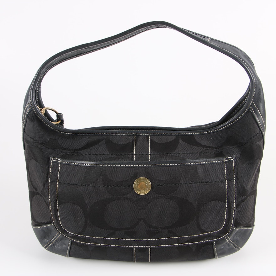 Coach Ergo Black Signature Canvas Hobo Bag