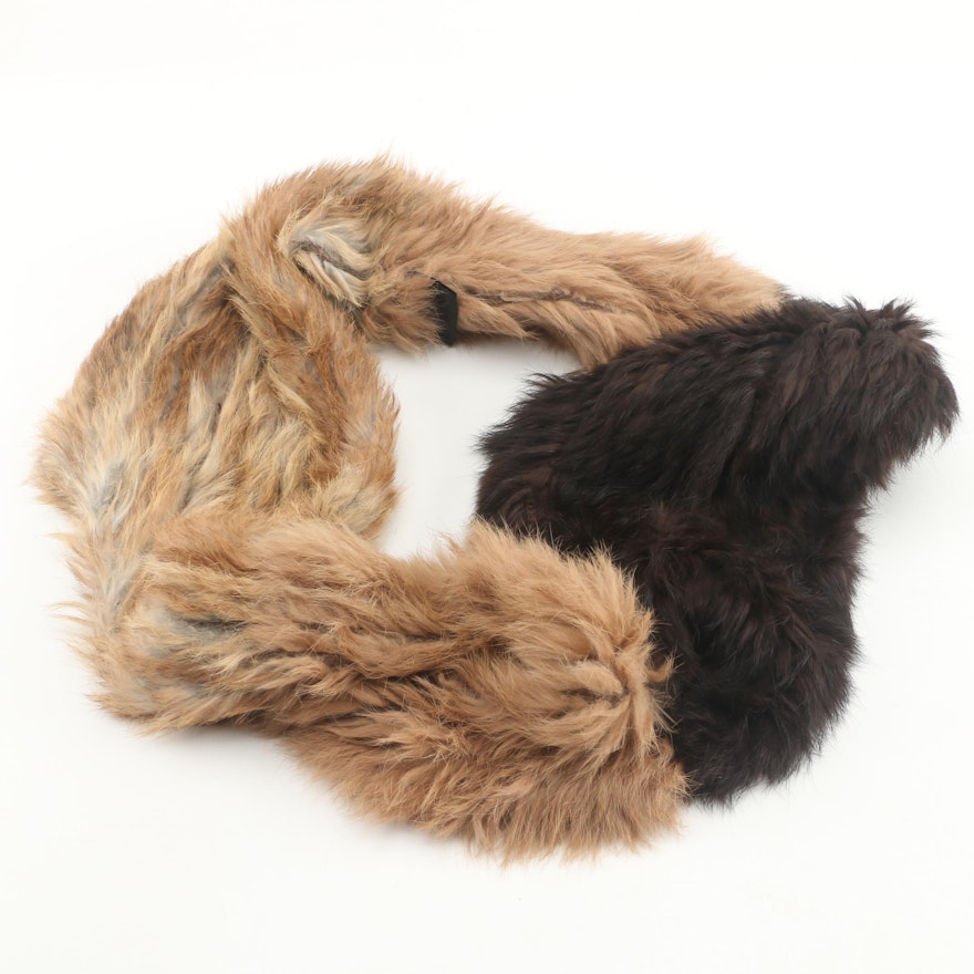 Dyed and Natural Rabbit Fur Infinity Scarf