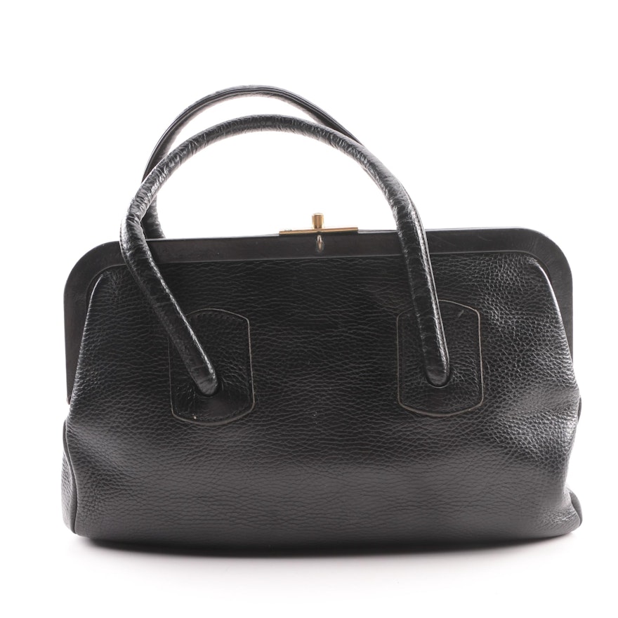 Vintage Saber Black Pebbled Leather Handbag