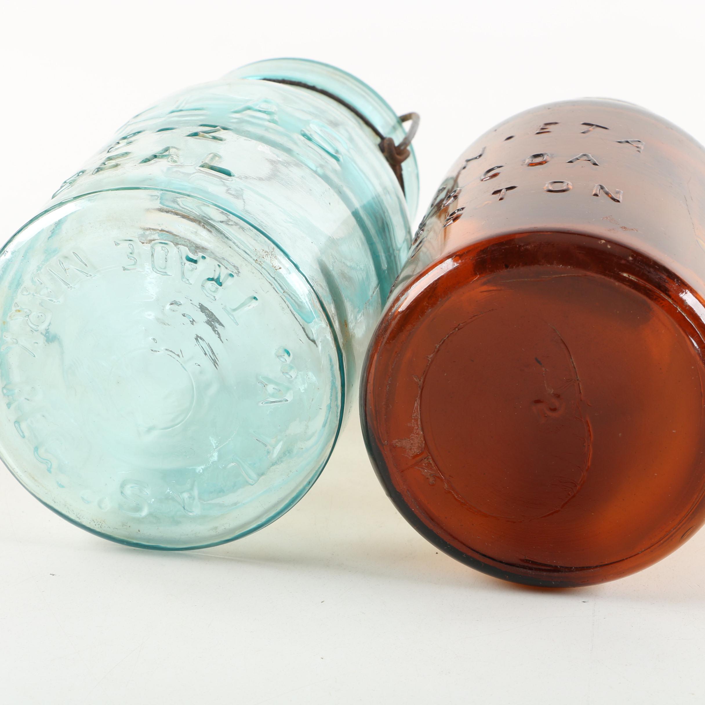 Vintage Glass Canning Jars featuring Atlas