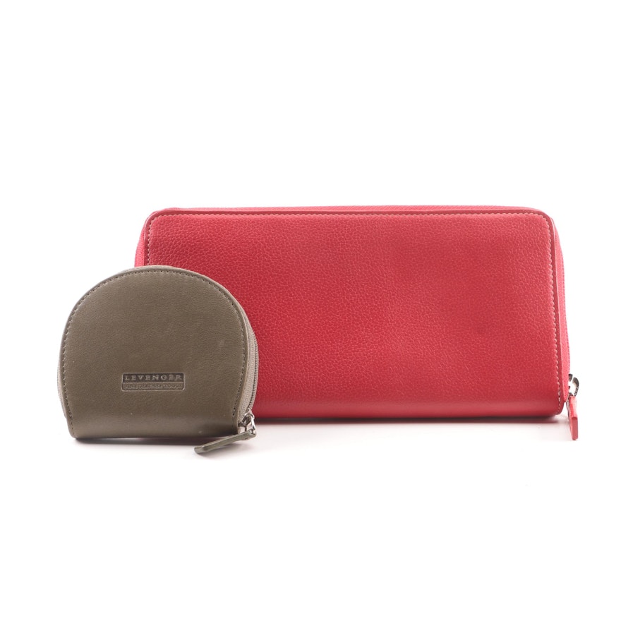 Levenger Leather Zipper Continental Wallet and Coin Purse