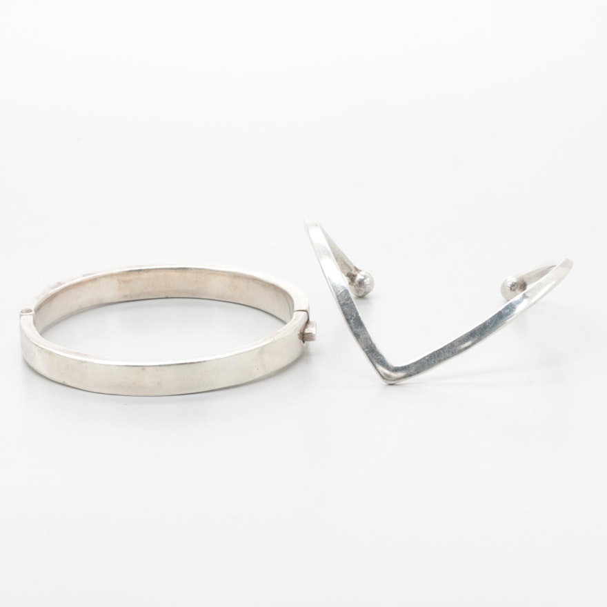 Mexican Sterling Silver Bangle and Cuff Bracelets