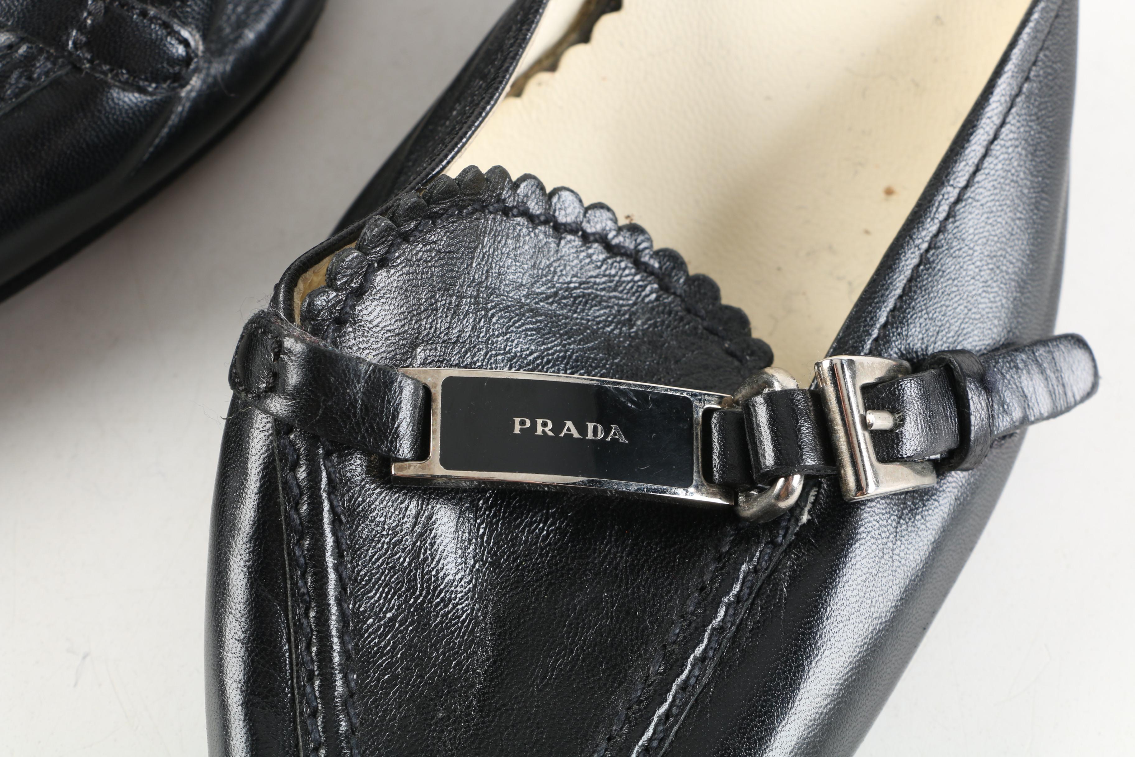 Prada Black Leather Mules
