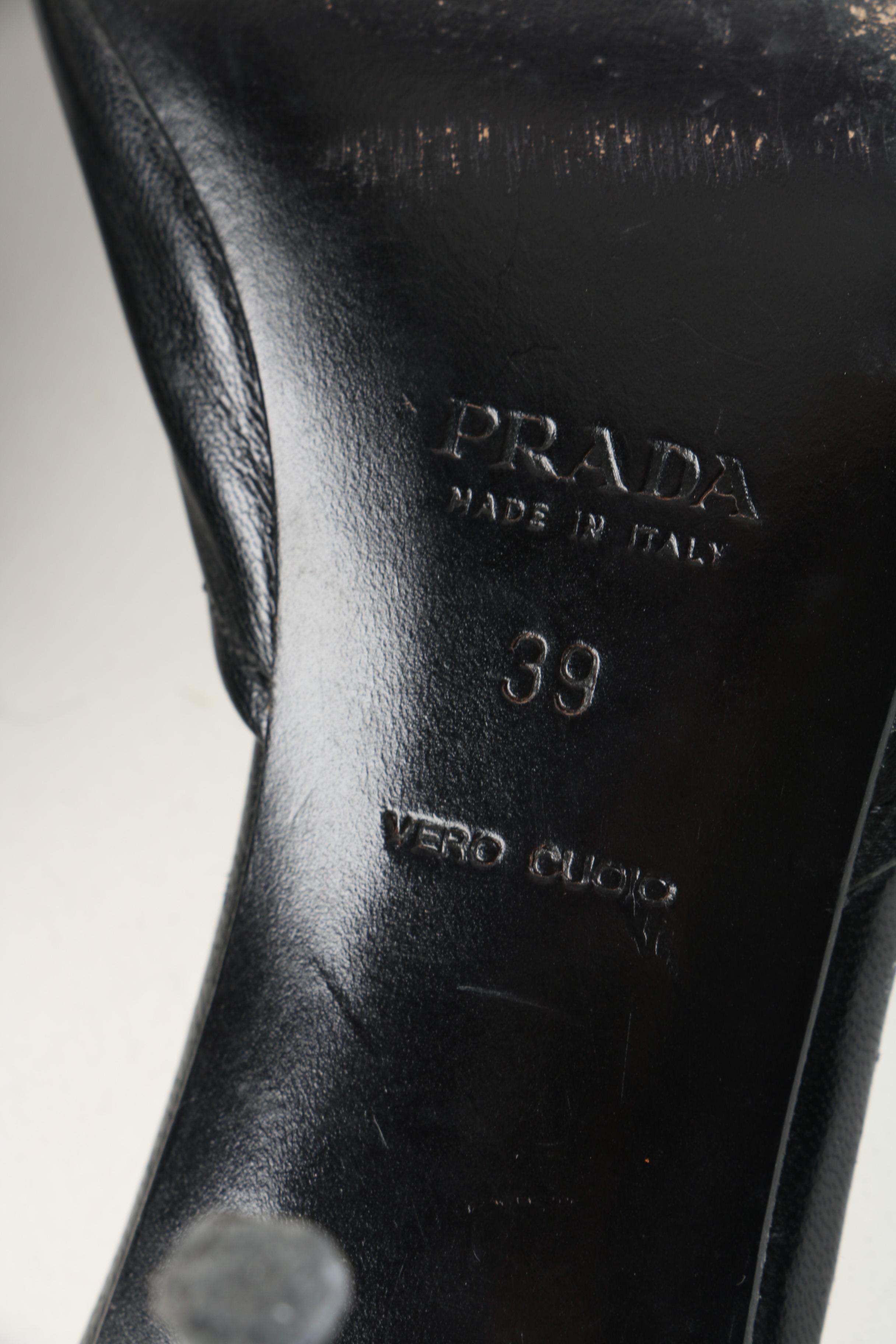 Prada Black Leather Mules
