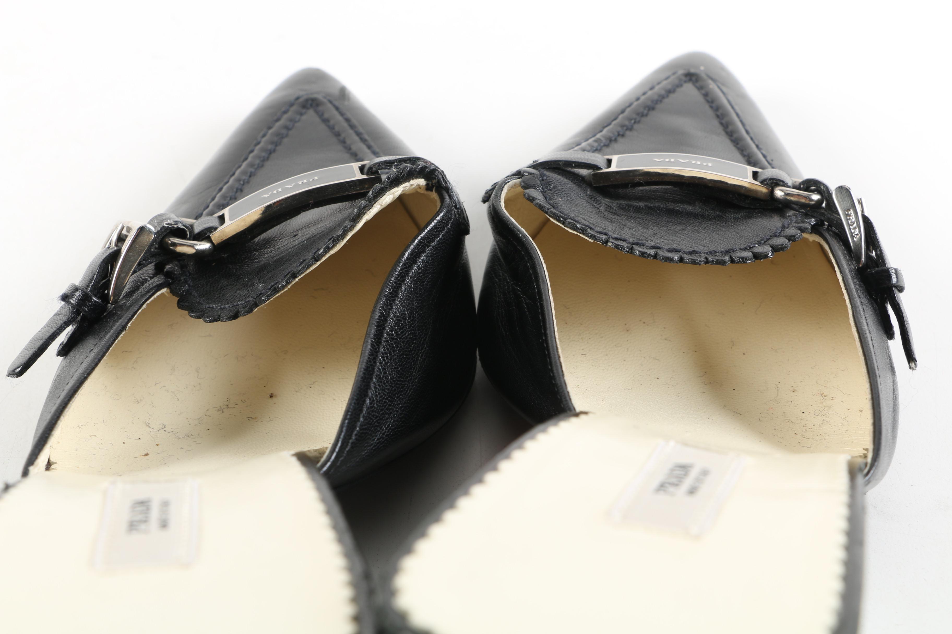 Prada Black Leather Mules