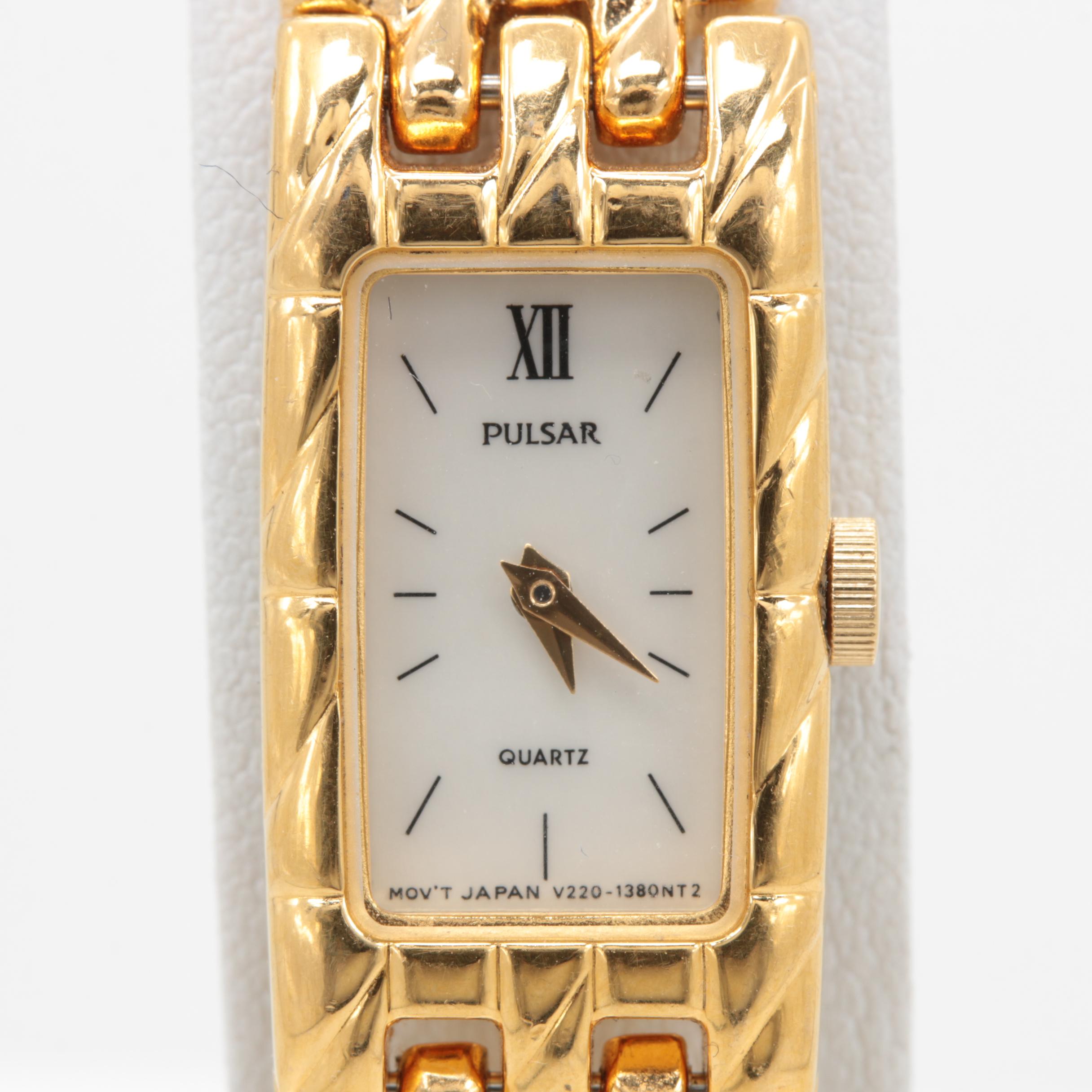 Pulsar Gold Tone Mother of Pearl Watch