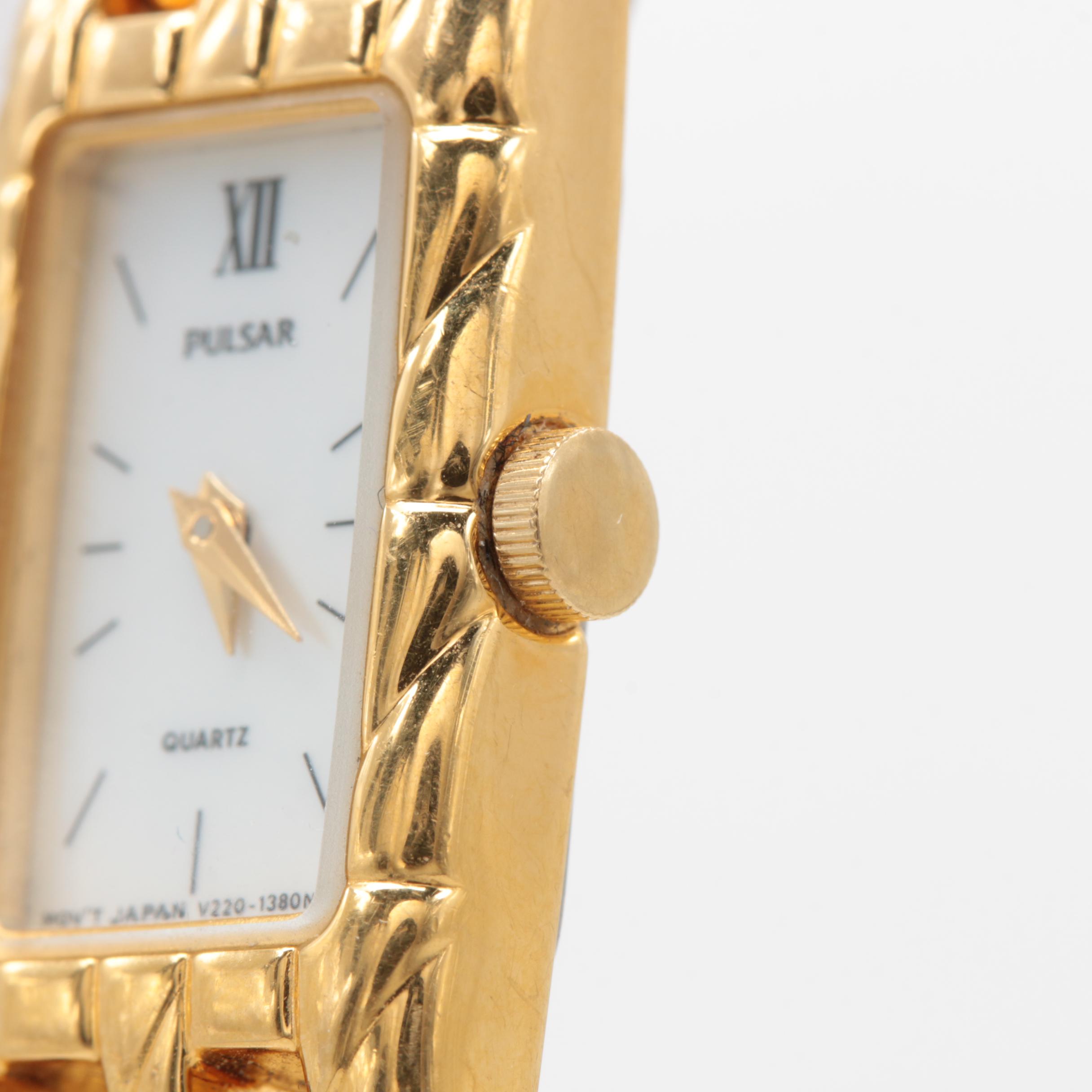 Pulsar Gold Tone Mother of Pearl Watch