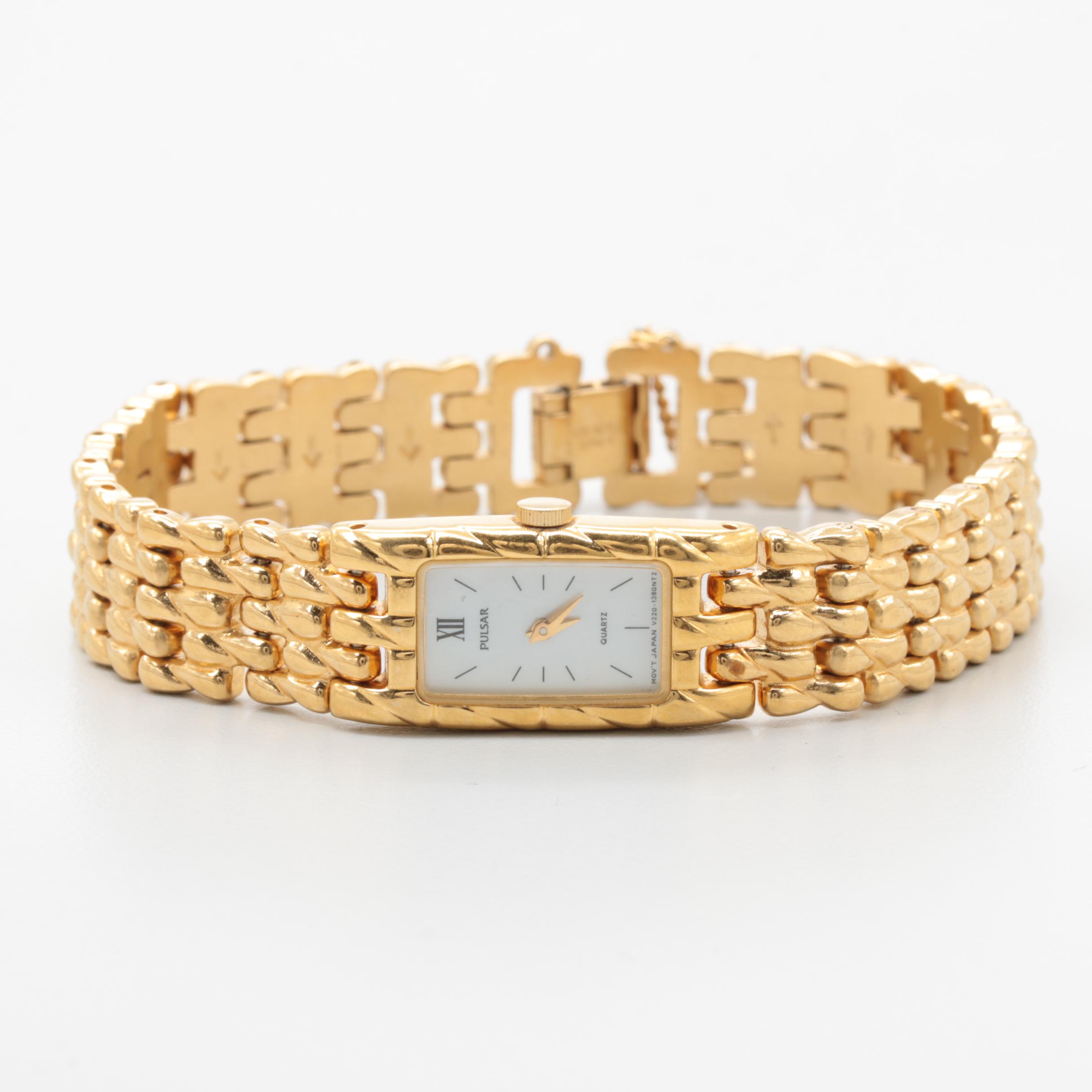 Pulsar Gold Tone Mother of Pearl Watch