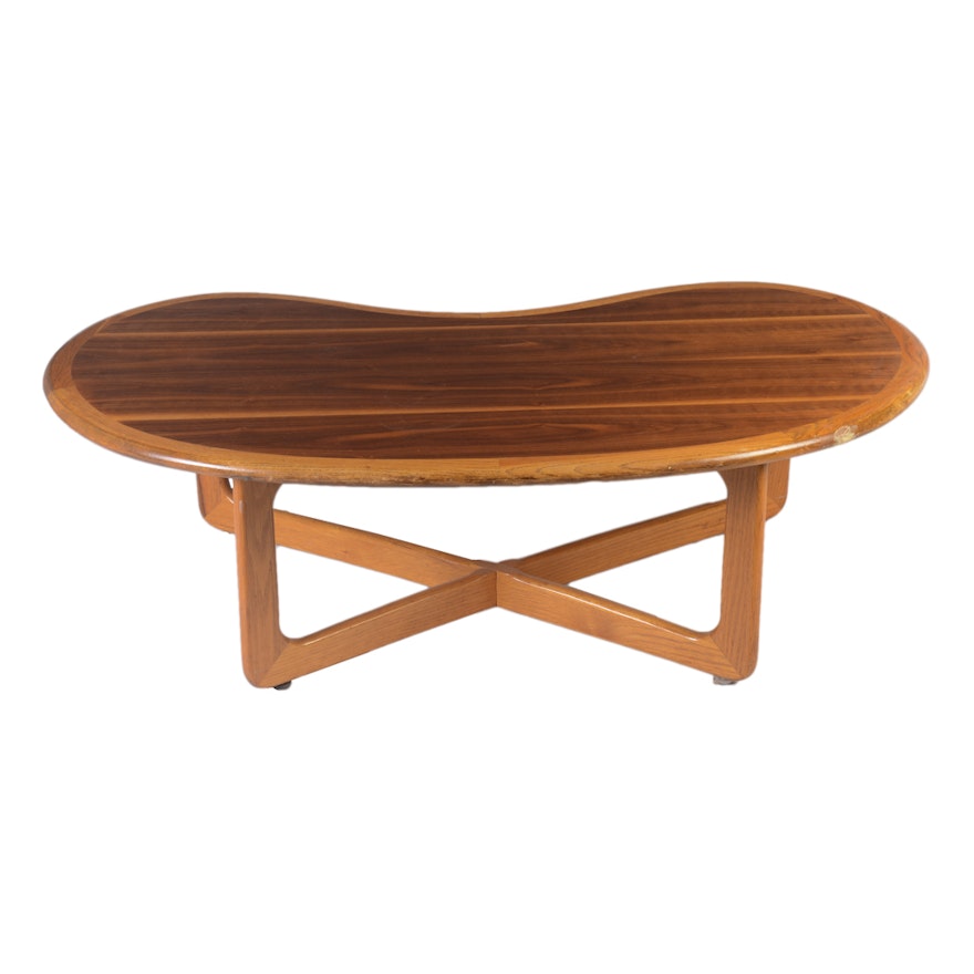 Mid Century Modern Kidney Shaped Coffee Table by Lane
