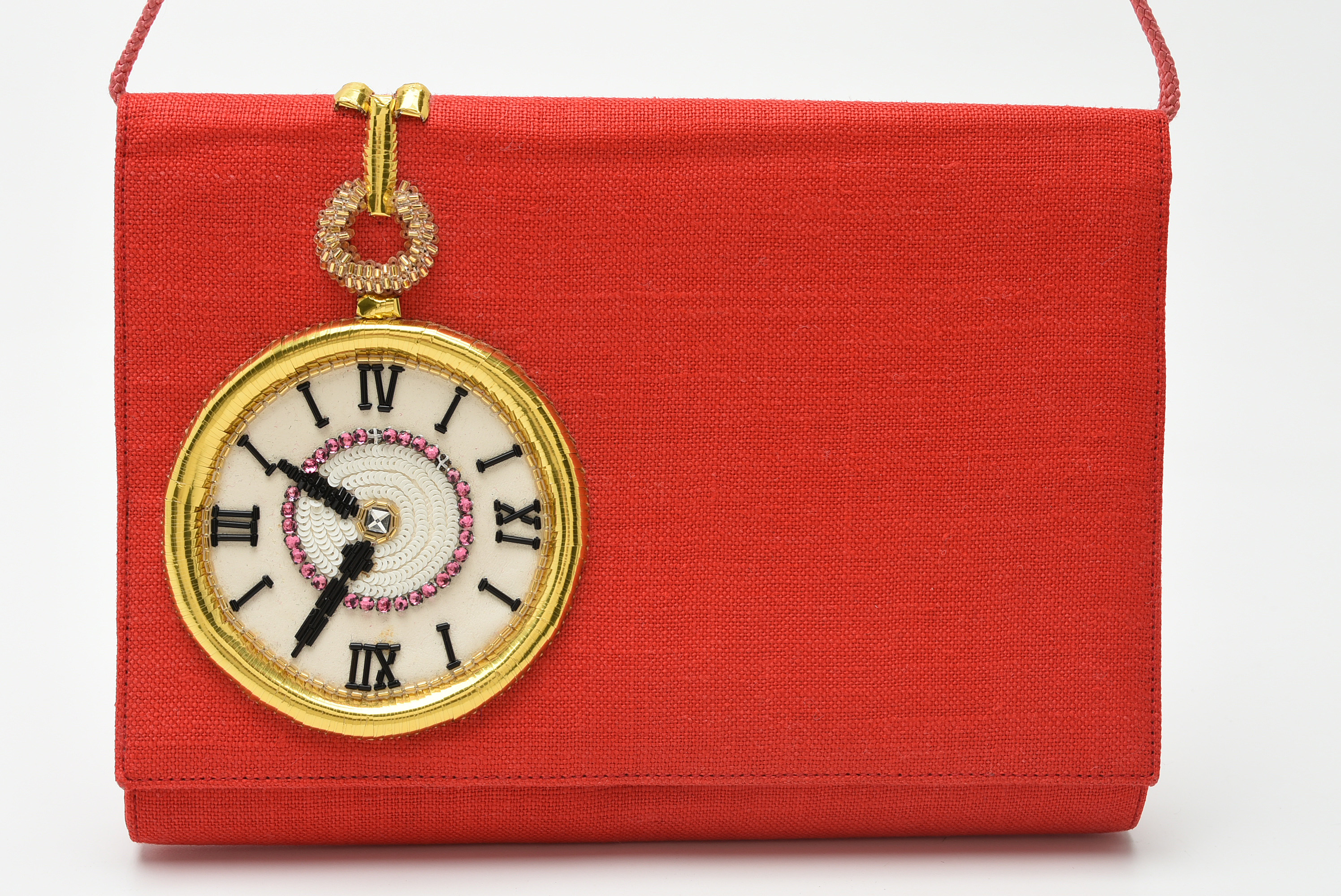 Maison Lesage Paris Canvas and Embroidered Pocket Watch Beadwork Shoulder Bag