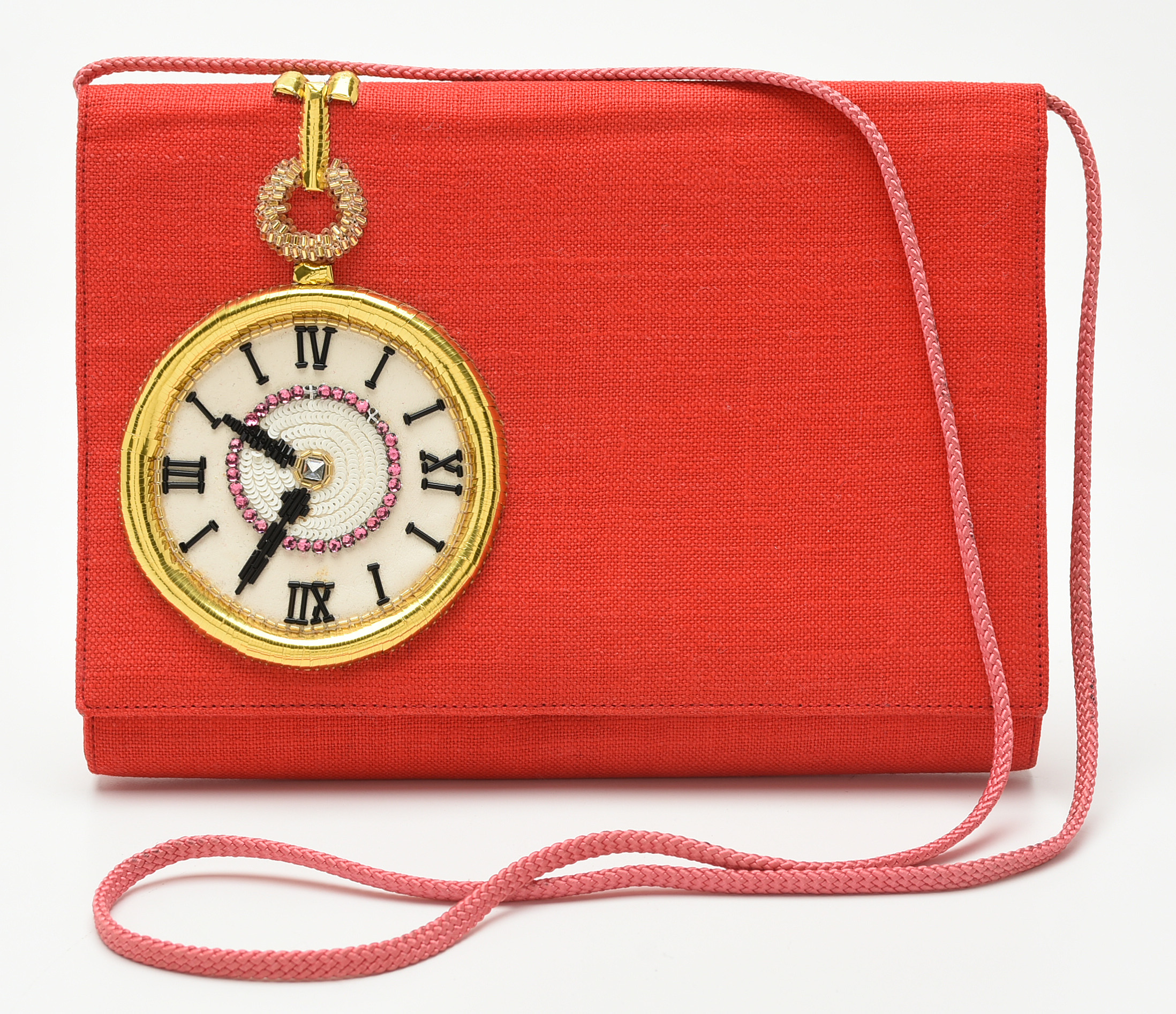 Maison Lesage Paris Canvas and Embroidered Pocket Watch Beadwork Shoulder Bag