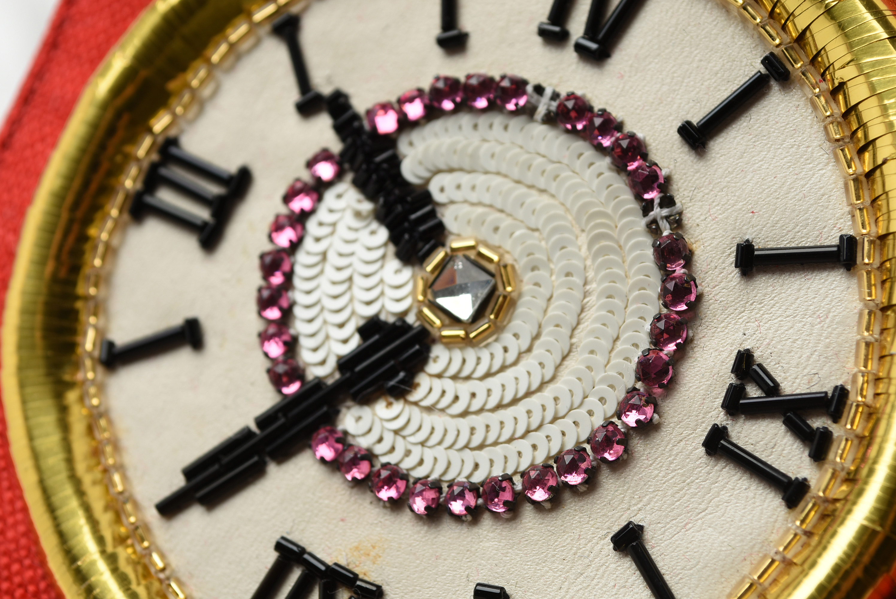 Maison Lesage Paris Canvas and Embroidered Pocket Watch Beadwork Shoulder Bag