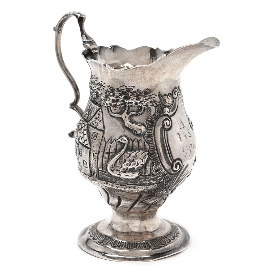 George III Sterling Silver Cream Jug by Nathaniel Appleton and Ann Smith, 1772