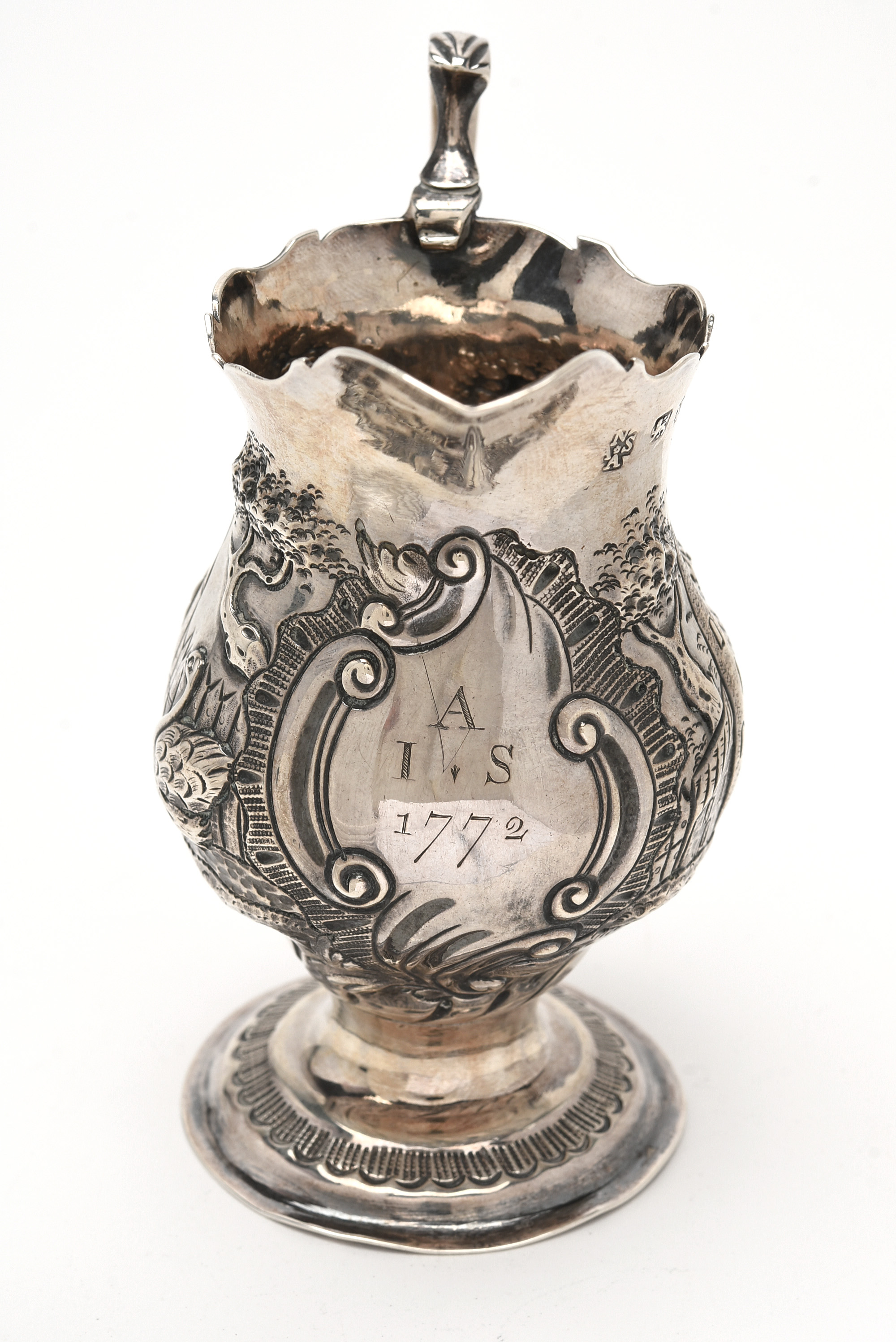 George III Sterling Silver Cream Jug by Nathaniel Appleton and Ann Smith, 1772