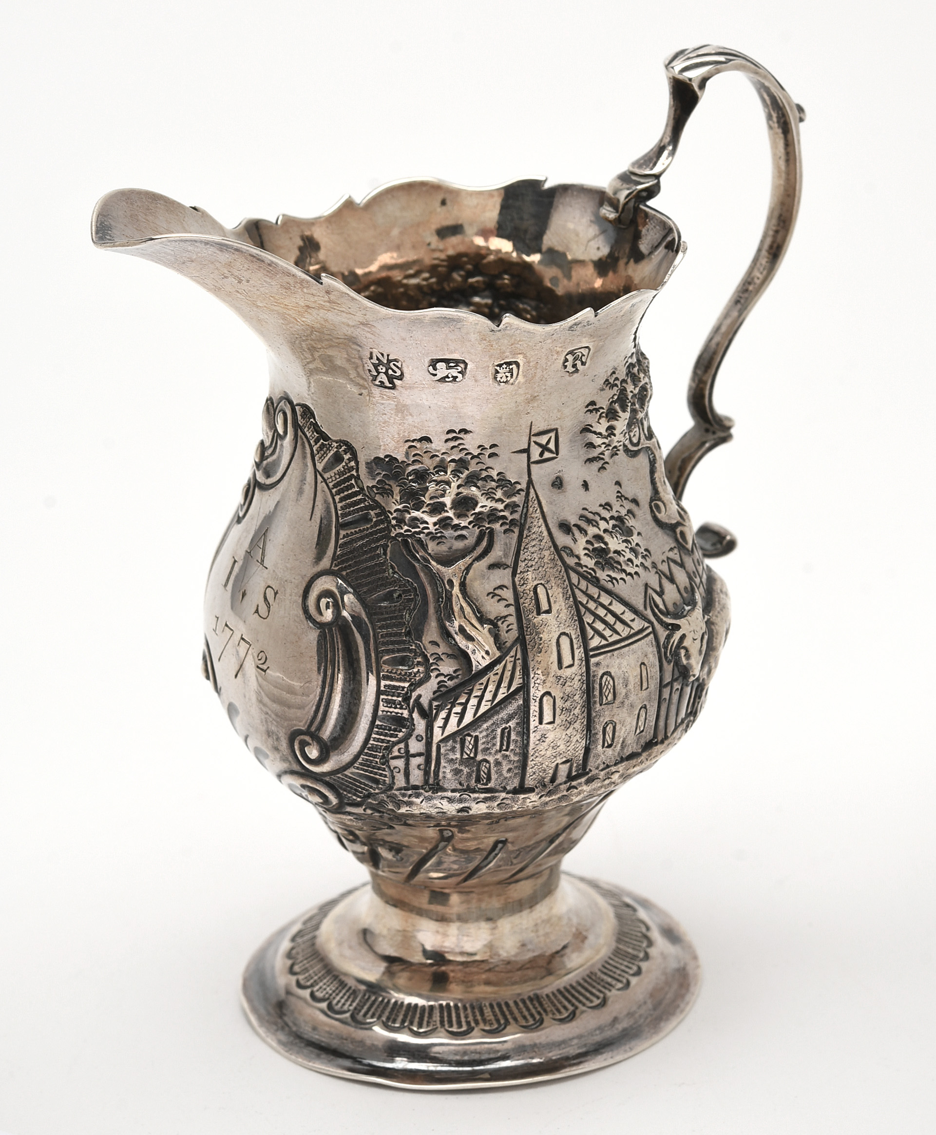George III Sterling Silver Cream Jug by Nathaniel Appleton and Ann Smith, 1772