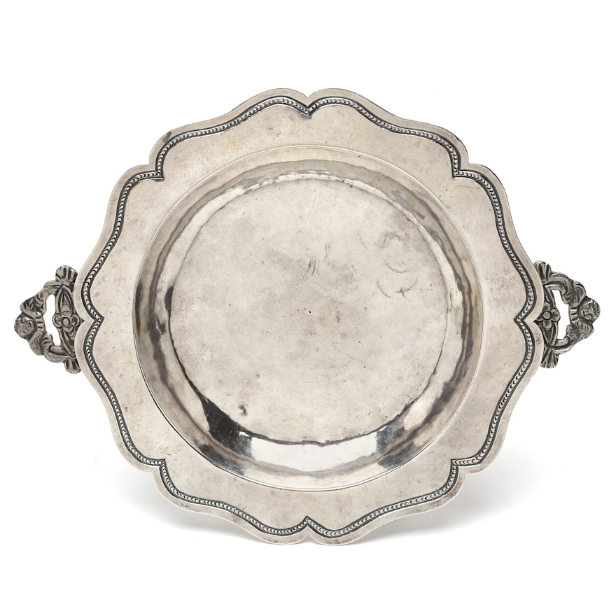 18th Century Spanish Colonial Sterling Silver Two Handled Footed Dish