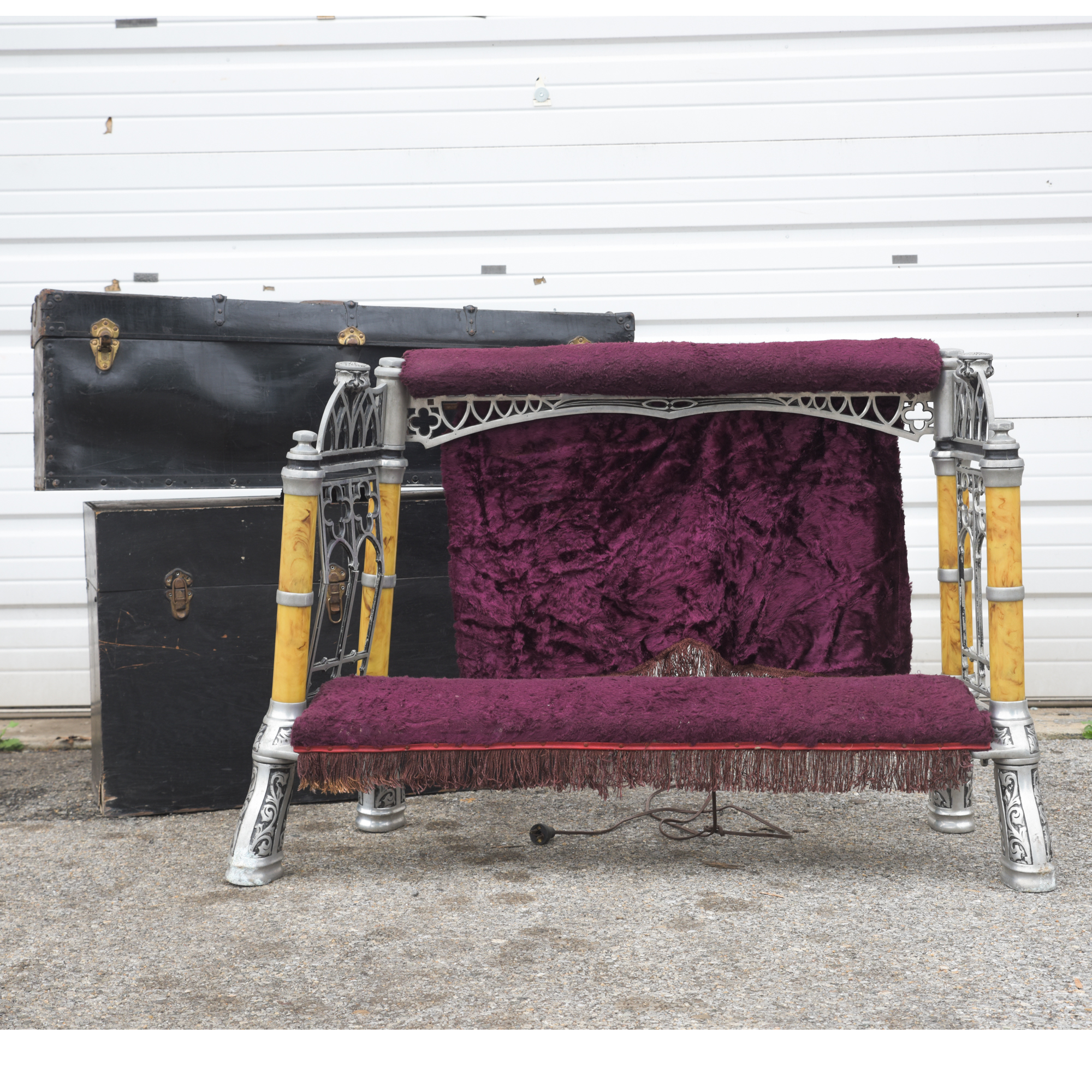 Vintage Folding Prayer Bench with Storage Cases