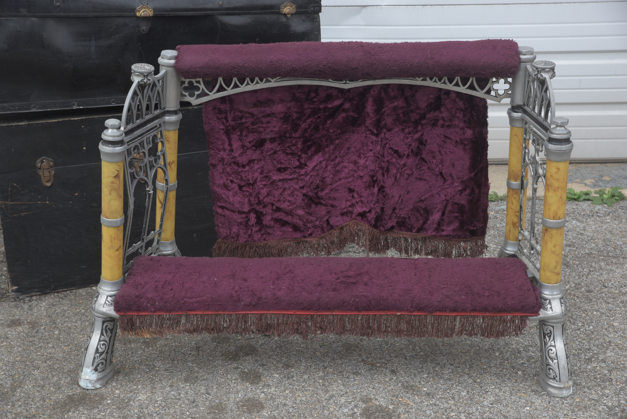 Vintage Folding Prayer Bench with Storage Cases