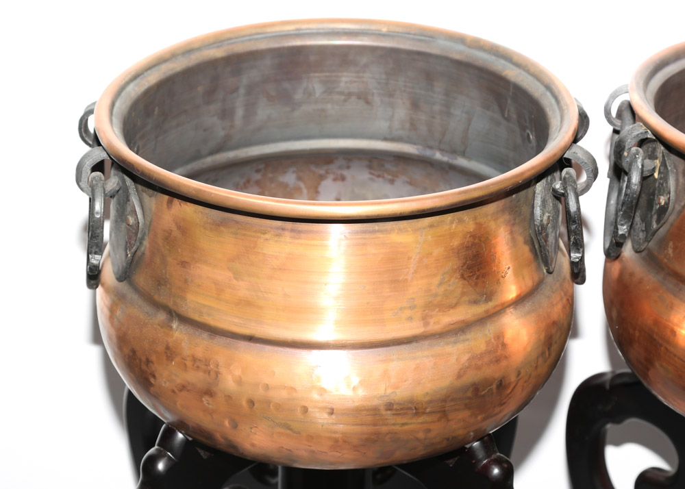 Decorative Copper Pots with Stands