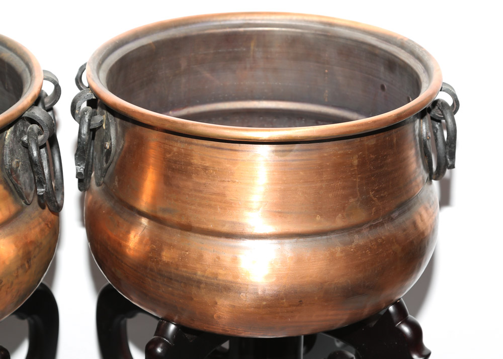 Decorative Copper Pots with Stands