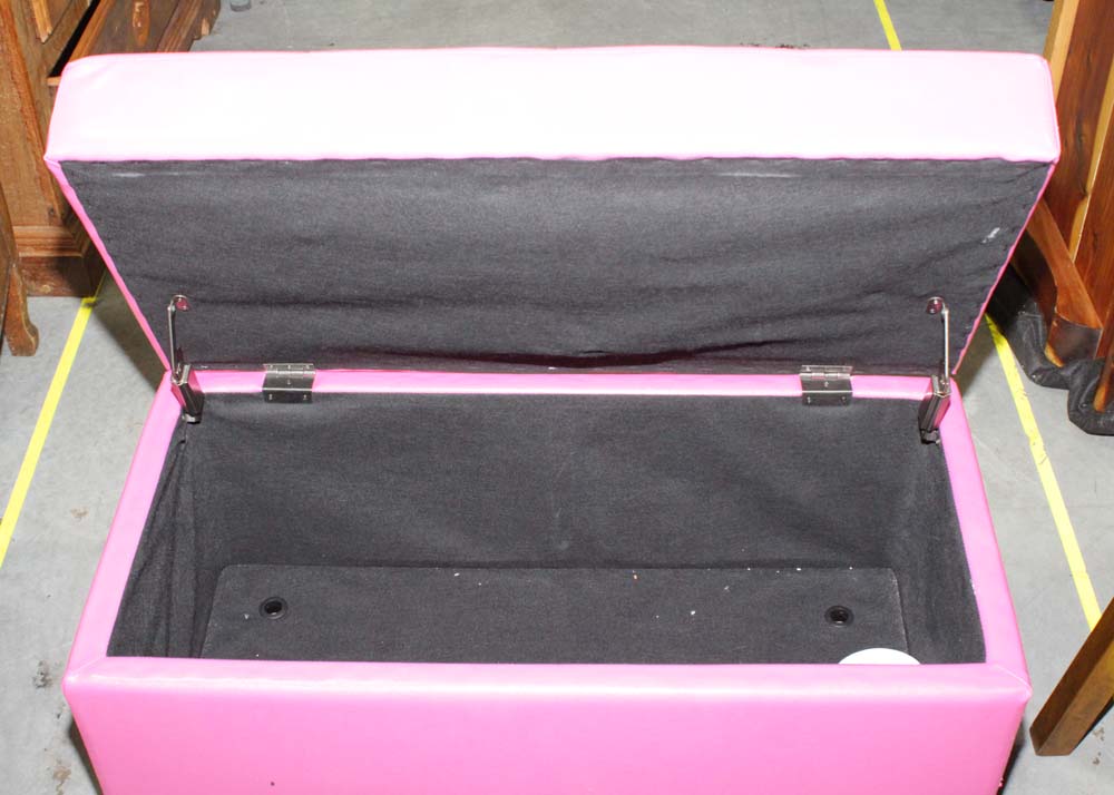 Fuschia Vinyl Storage Bench