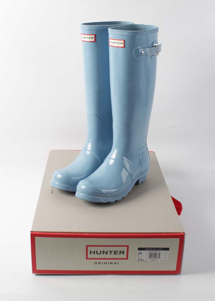 Hunter Original Tall Gloss Pale Blue Rain Boots